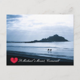 Custom Heart St Michaels Mount Cornwall + Pferde Feiertagspostkarte