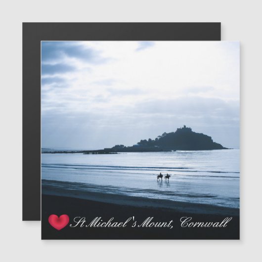 Custom Heart St Michaels Mount Cornwall + Pferde Magnetkarte (Vorne/Hinten)