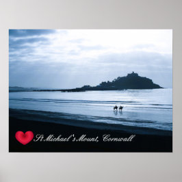 Custom Heart St Michaels Mount Cornwall + Pferde Poster