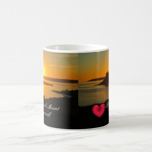 Custom Heart St Michaels Mount Cornwall Sunset Kaffeetasse (Mittel)