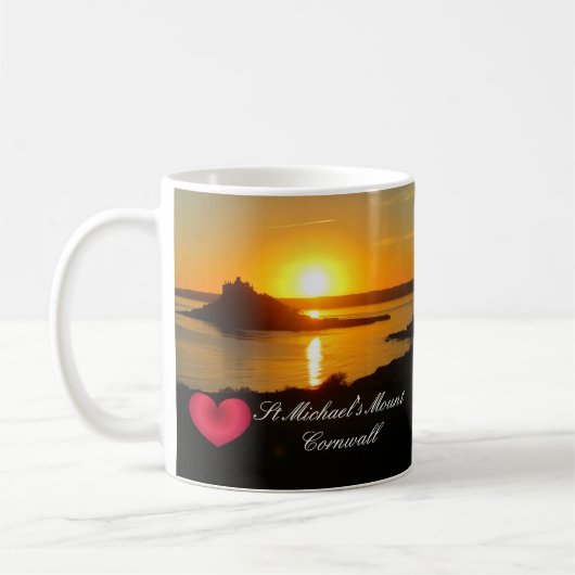 Custom Heart St Michaels Mount Cornwall Sunset Kaffeetasse (Links)