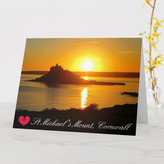 Custom Heart St Michaels Mount Cornwall Sunset Karte (Gelbe Blume)