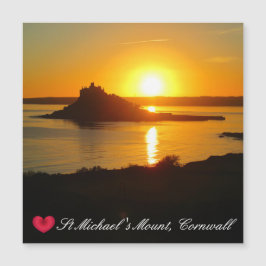 Custom Heart St Michaels Mount Cornwall Sunset Magnetkarte