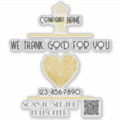 Custom HEART Thank GOD For Business Logo THANK YOU Aufkleber (Vorderseite)