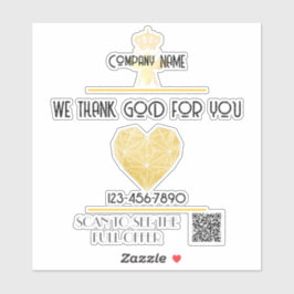 Custom HEART Thank GOD For Business Logo THANK YOU Aufkleber