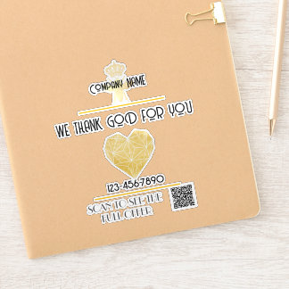 Custom HEART Thank GOD For Business Logo THANK YOU Aufkleber