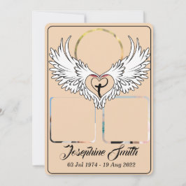 Custom Heart Wings 3 Foto Beerdigung Einladung