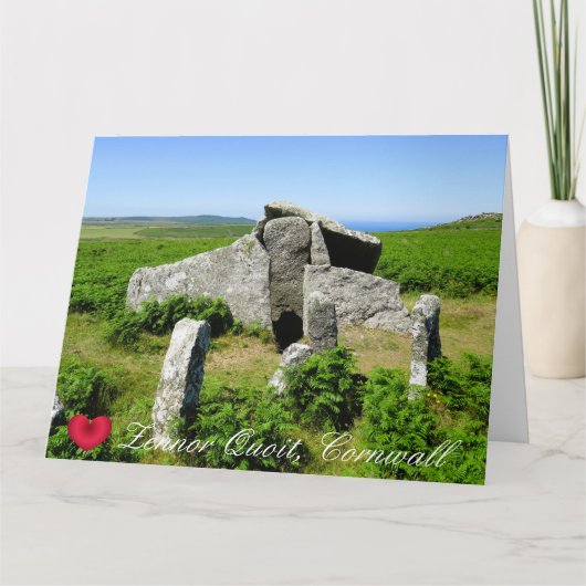 Custom Heart Zennor Quoit Megalith Foto Cornwall Karte (Vorderseite)