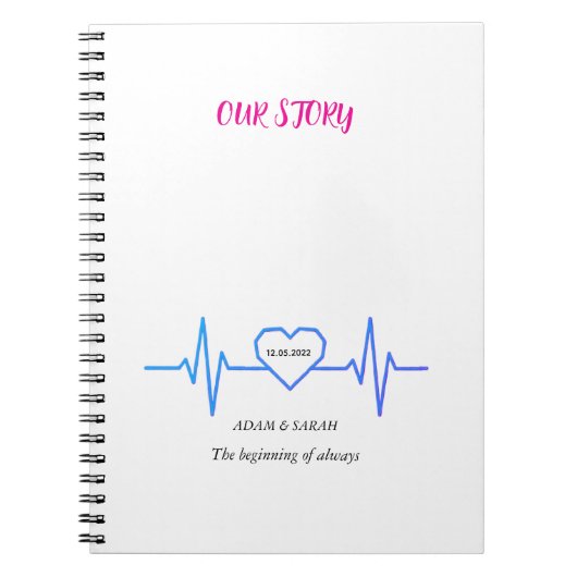 Custom Heartbeat Photo Notebook - Personalized Dat Notizblock (Vorderseite)