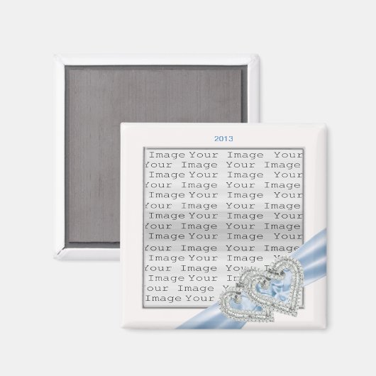 Custom Hearts Ice Blue Ribbon Magnet (Vorderseite/Rückseite)