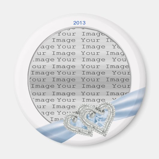 Custom Hearts Ice Blue Ribbon Magnet (Vorne)