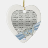 Custom Hearts Ice Blue Ribbon Ornament (Rechts)