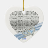 Custom Hearts Ice Blue Ribbon Ornament (Hinten)