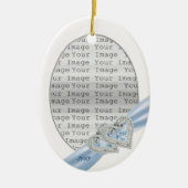Custom Hearts Ice Blue Ribbon Ornament (Vorne)