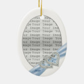 Custom Hearts Ice Blue Ribbon Ornament (Hinten)