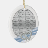 Custom Hearts Ice Blue Ribbon Ornament (Rechts)