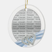 Custom Hearts Ice Blue Ribbon Ornament (Links)