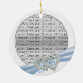 Custom Hearts Ice Blue Ribbon Ornament (Hinten)