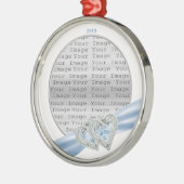 Custom Hearts Ice Blue Ribbon Ornament (Links)