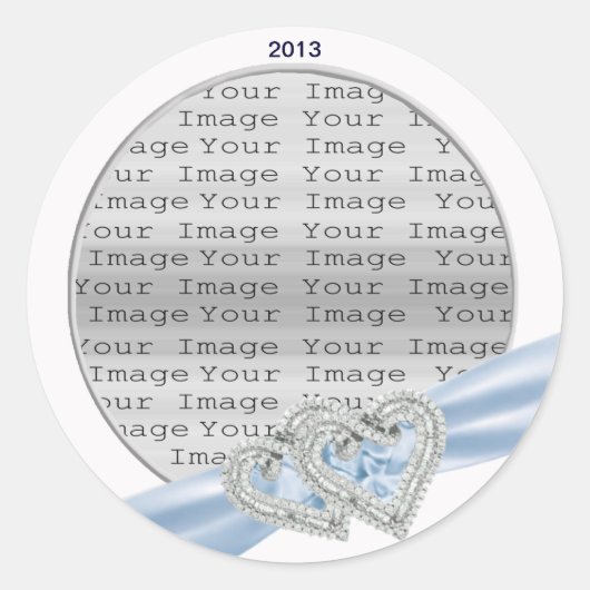 Custom Hearts Ice Blue Ribbon Stickers (Vorderseite)