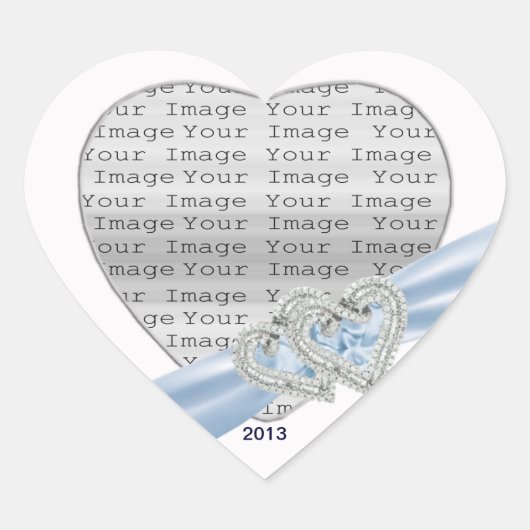 Custom Hearts Ice Blue Ribbon Stickers (Vorderseite)