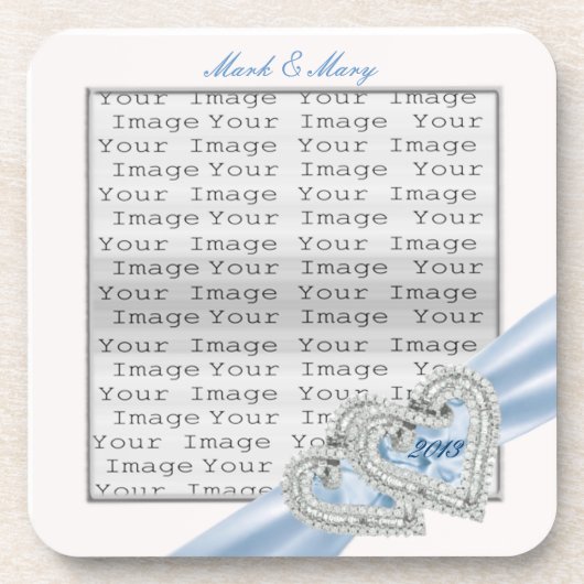 Custom Hearts Ice Blue Ribbon Untersetzer (Vorderseite)