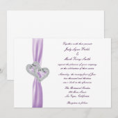 Custom Hearts Lavender Ribbon Hochzeitseinladung Einladung (Vorne/Hinten)