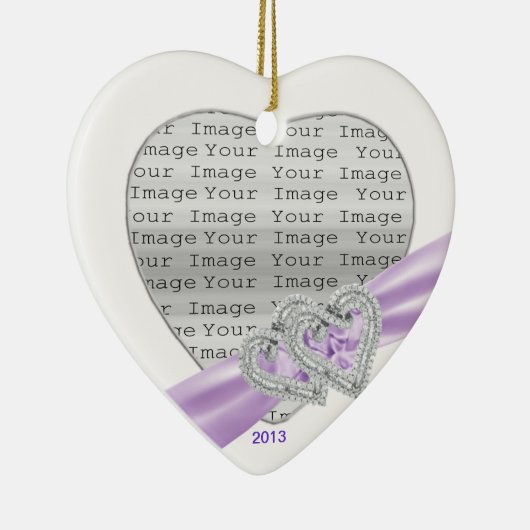 Custom Hearts Lavender Ribbon Ornament (Rechts)