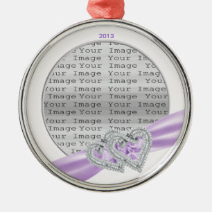 Custom Hearts Lavender Ribbon Ornament