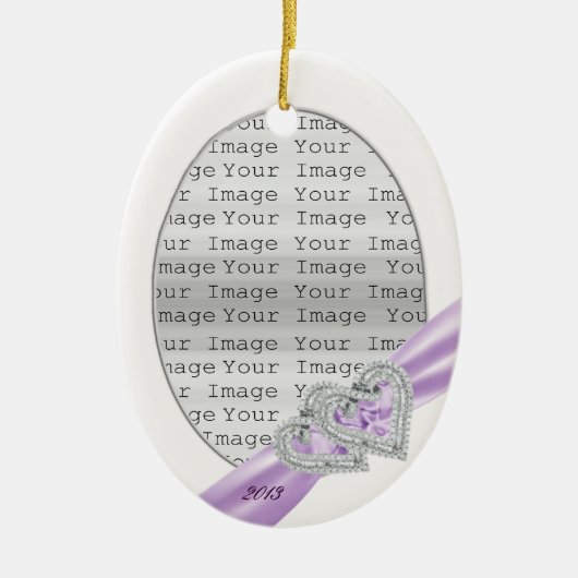 Custom Hearts Lavender Ribbon Ornament (Vorne)