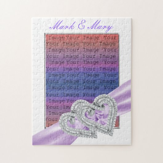 Custom Hearts Lavender Ribbon Puzzle (Vertikal)