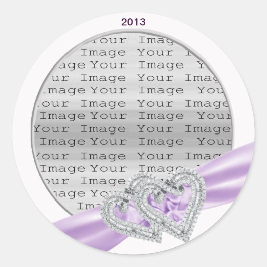 Custom Hearts Lavender Ribbon Stickers (Vorderseite)