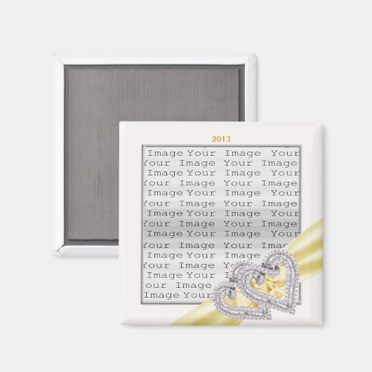 Custom Hearts Lemon Ribbon Magnet (Vorderseite/Rückseite)