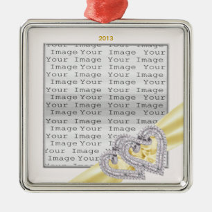 Custom Hearts Lemon Ribbon Ornament