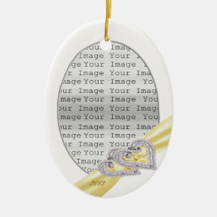 Custom Hearts Lemon Ribbon Ornament