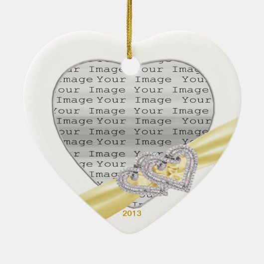 Custom Hearts Lemon Ribbon Ornament (Hinten)