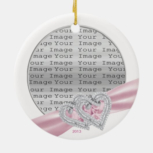 Custom Hearts Pastel Rosa Band Ornament (Hinten)