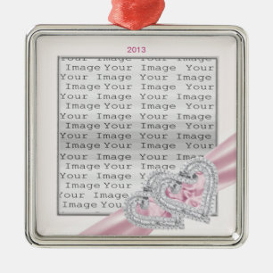 Custom Hearts Pastel Rosa Band Ornament Aus Metall
