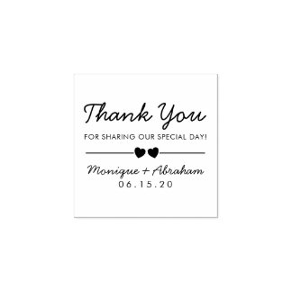 Custom Hearts & Typografy Danke Hochzeit Gummistempel