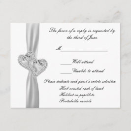 Custom Hearts White Wedding Response Card RSVP Karte