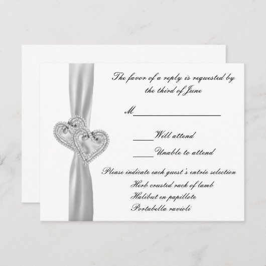 Custom Hearts White Wedding Response Card RSVP Karte (Vorne/Hinten)