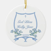 Custom Heilige Taufe Erste Kommunion Floral Baby Keramik Ornament (Vorne)