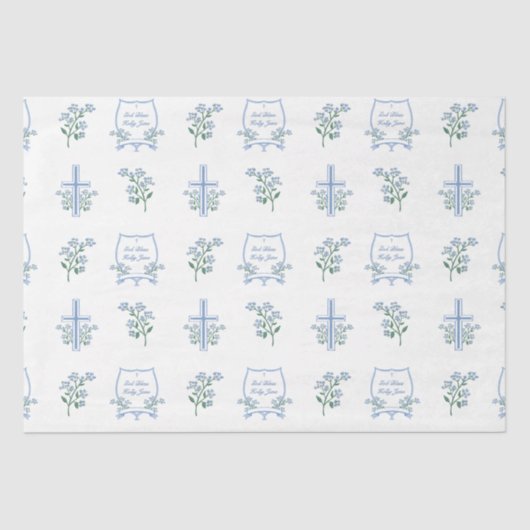 Custom Heilige Taufe Erste Kommunion Floral Baby Seidenpapier (Vorderseite)