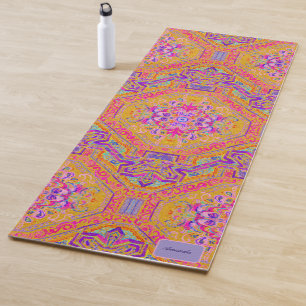CUSTOM Heißrosa Zauber-Teppich/ Karo-Wasserfarbe Yogamatte