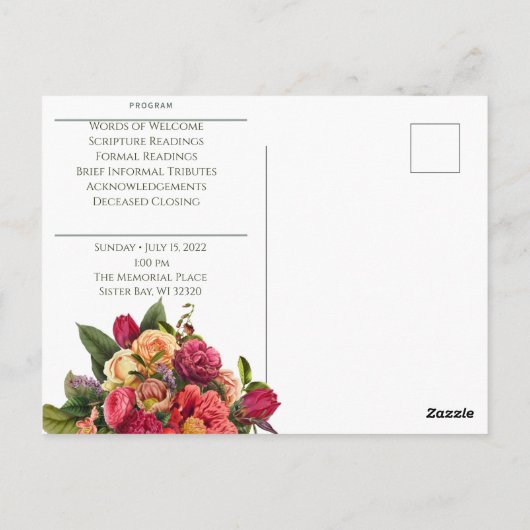Custom Helle Wasserfarbe Blumenbeerdigung Postkart Postkarte (Rückseite)