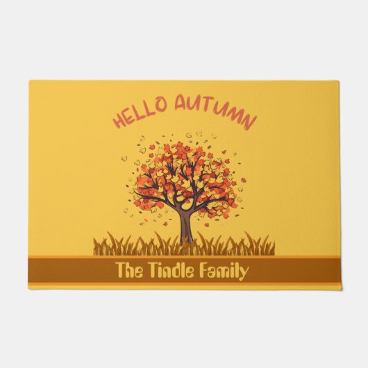 Custom "Hello Autumn" farbenfrohe Herbstlaub Doorm Fußmatte (Vorderseite)