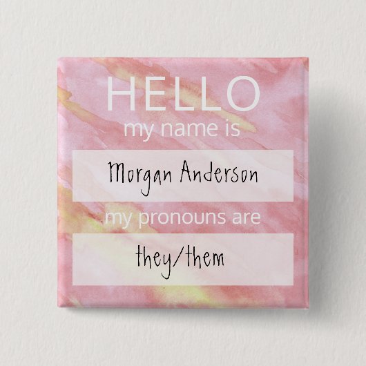 Custom HELLO Mein Name Pronouns ist Abzeichen Button (Vorderseite)