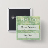 Custom HELLO Mein Name Pronouns ist Abzeichen Button (Vorne & Hinten)