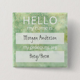 Custom HELLO Mein Name Pronouns ist Abzeichen Button