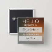 Custom HELLO Mein Name Pronouns ist Abzeichen Button (Vorne & Hinten)